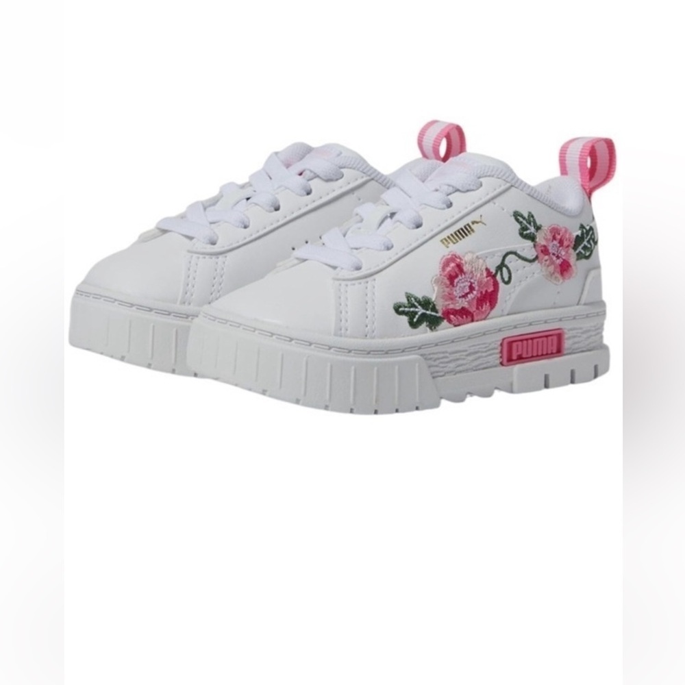 PUMA MAYZE FLOWER EMBROIDERED PLATFORM SNEAKERS SIZE 2C